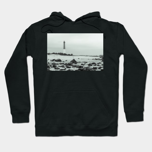 Barnegat Lighthouse in black and white Hoodie by ShootFirstNYC